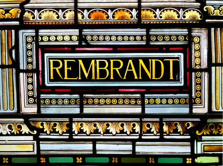 Amsterdam, the Netherlands. june 10, 2024. Stained glass windows at the Rijksmuseum in Amsterdam. High quality photoのeditorial素材