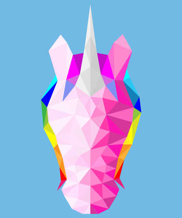 Magic low poly unicorn with rainbow maneのイラスト素材