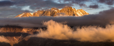 Monte Rosa in the western Alps. Panoramic view of the most important mountain in Europe