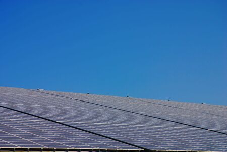 Close up of solar cells in a large scale power plantの写真素材