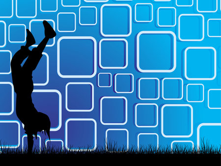 This is vector illustration of silhouettes against cool background