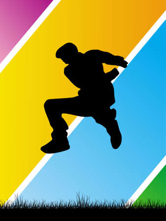 This is vector illustration of silhouettes against cool backgroundの写真素材