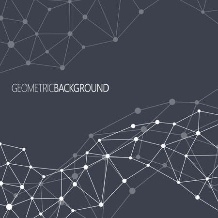 Geometric black background Molecule and communication for your design and your text.のイラスト素材