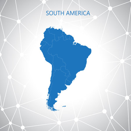 South America map, communication background  vector illustration.