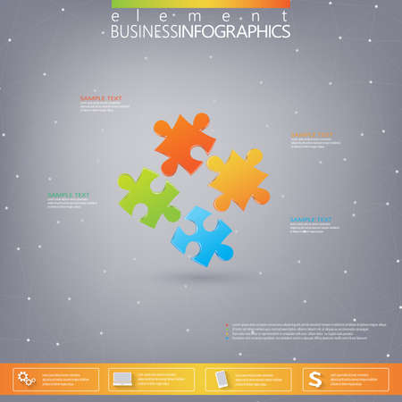3D Puzzle piece infographics . Can be used for web design , diagram, for workflow layout.のイラスト素材