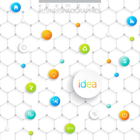 Modern infographic network template with place for your text. Can be used for workflow layout, diagram, chart, number options, web design.のイラスト素材