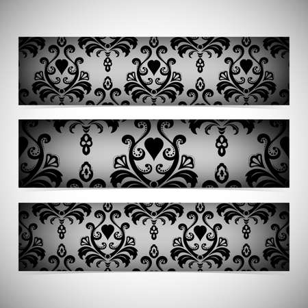 Collection horizontal banners in the style of Baroque . Modern Vector Illustration.のイラスト素材