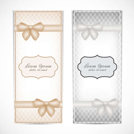 Two weddings invitation card in the vintage style for greeting cards, labels, invitations, posters, badges. Vector illustration.のイラスト素材