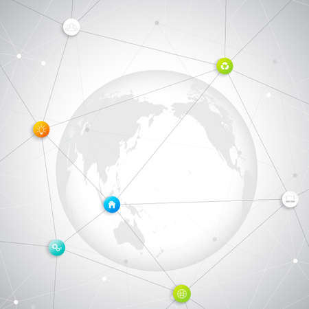 Modern infographic network template with place for your text. Can be used for workflow layout, diagram, chart, number options, web design.のイラスト素材
