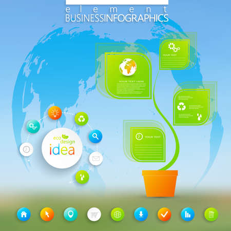Modern green infographic with place for your text. Can be used for workflow layout, diagram, chart, number options, web design. Vector illustration.のイラスト素材