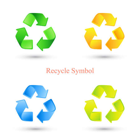 Colorful set of recycle signs. Vector illustration.のイラスト素材