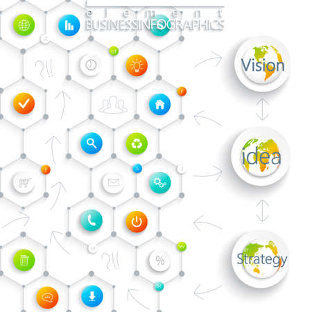 Modern infographic template. Can be used for workflow layout, diagram, chart, number options, web design. Vector illustration.のイラスト素材