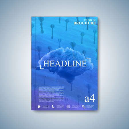 Watercolor template brochure, magazine, flyer, booklet, cover or report in A4 size for your design . Vector Illustration.のイラスト素材