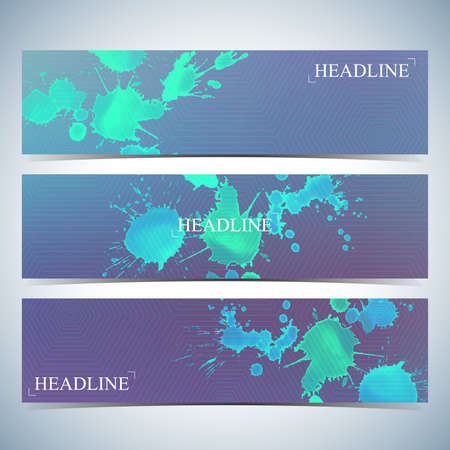 Set of watercolor horizontal backgrounds. Modern business presentation design with place for your text. Vector Illustration.のイラスト素材
