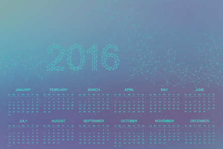 Calendar 2016 year .Geometric background molecule and communication for your design.のイラスト素材