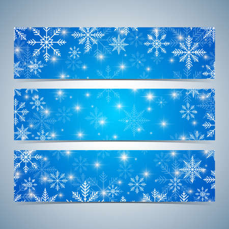 Happy New Year Banners. Blue background with snowflakes. Modern design vector template.のイラスト素材