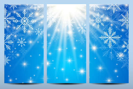 Happy New Year Flyers. Blue background with snowflakes. Modern design vector template.のイラスト素材