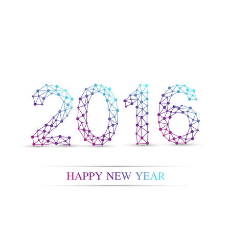 Text design Happy new year 2016. Molecule and communication vector . Connected lines with dots.のイラスト素材