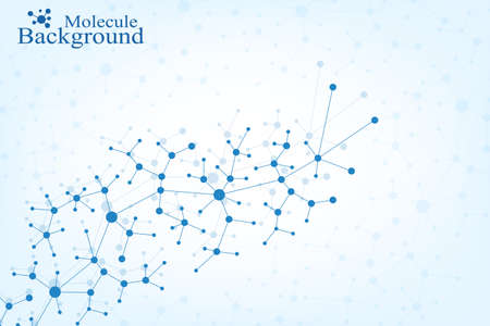 Molecule structure dna and communication background. Connected lines with dots. Concept of the science, connection, chemistry, biology, medicine, technology. Vector illustration.のイラスト素材