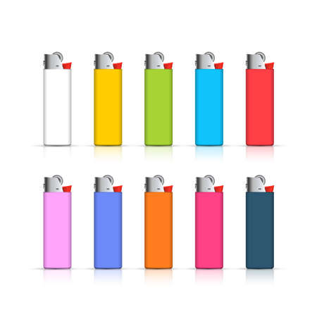 Set of colorful lighters. Template for corporate identity isolated on white background. Realistic collection.のイラスト素材