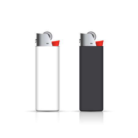 Black and white lighters  isolated on white. for corporate identity. Advertising template.のイラスト素材