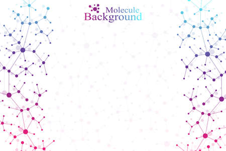 Colorful graphic background molecule and communication. Connected lines with dots. Medicine, science, technology design .Vector illustration.のイラスト素材