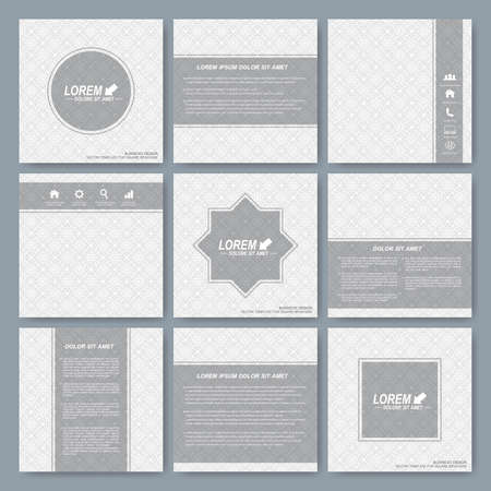Modern vector templates for square brochure, cover, layout, card or magazine. Business, science, medicine and technology design. Background seamless pattern in arabian style.のイラスト素材