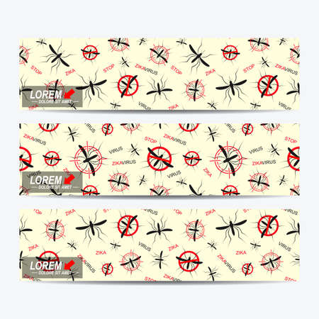 Zika virus of vector banners. Zika virus background . Web banners, card, vip, certificate. gift. Aedes Aegypti pattern. Zika mosquito vector illustration.のイラスト素材