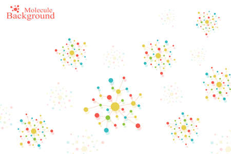 Molecule DNA and communication background. Connected lines with dots. Geometric abstract composition neuron. Concept science, connection, chemistry, biology, medicine, technology. Vector illustration.のイラスト素材