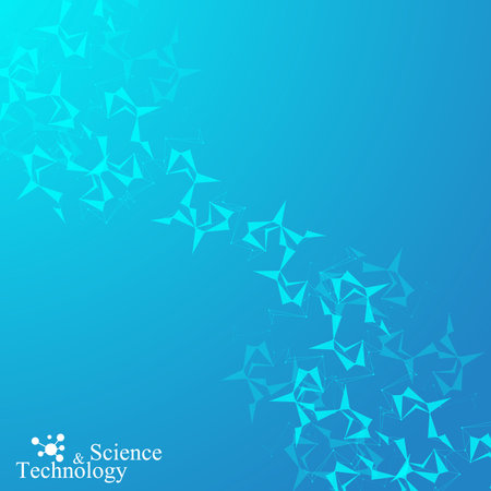 Molecule DNA and communication background. Connected lines with dots. Geometric abstract composition neuron. Concept science, connection, chemistry, biology, medicine. Vector illustration.のイラスト素材
