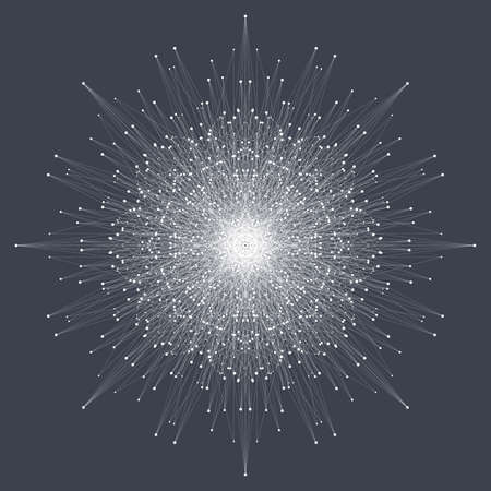 Geometric abstract round form with connected line and dots. Graphic composition for medicine, science, technology , chemistry.  Vector illustration.のイラスト素材