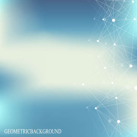 Geometric abstract background with connected line and dots. Big data composition. Molecule and communication background. Graphic background for your design. Vector illustrationのイラスト素材