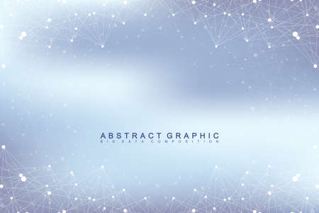 Graphic abstract background communication. Big data visualization. Connected lines with dots. Social networking. Illusion of depth and perspective. Vector illustrationのイラスト素材