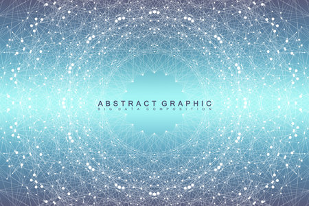 Graphic abstract background communication. Big data visualization. Connected lines with dots. Social...