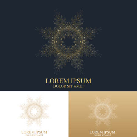 Geometric abstract round form with connected line and dots. Graphic composition for medicine, science, technology , chemistry.のイラスト素材