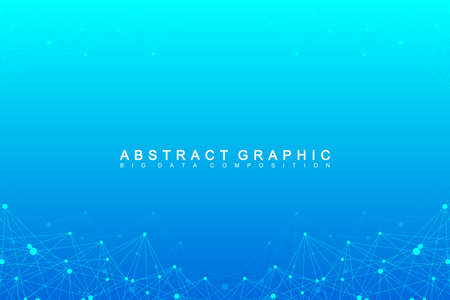 Graphic abstract background communication. Big data complex. Perspective backdrop of depth. Minimal array with compounds lines and dots. Digital data visualization. Big data  illustrationのイラスト素材