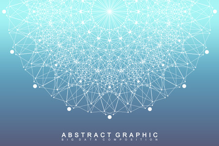 Graphic abstract background communication. Big data visualization. Perspective backdrop with connected lines and dots. Social networking. Illusion of depth. Vector illustrationのイラスト素材