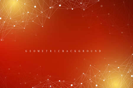 Geometric graphic background molecule and communication. Big data complex with compounds. Perspective backdrop. Minimal array Big data. Digital data visualization. Scientific vector illustrationのイラスト素材