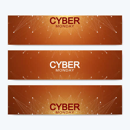 Cyber Monday Sale banner design. Graphic abstract background communication. Vector illustrationのイラスト素材