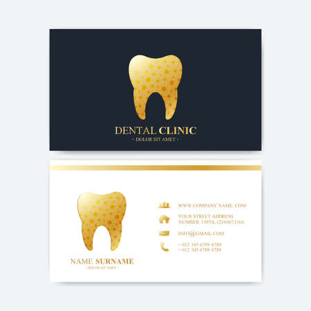 Premium Business Card Print Template. Visiting Dental Clinic Card with Toothのイラスト素材