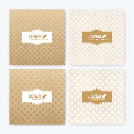Modern vector template for square brochure, Leaflet, flyer, cover, booklet, magazine or annual report. Abstract golden presentation book layout. Presentation in Islamic styleのイラスト素材