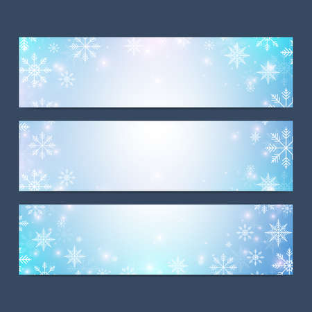 Modern Happy New Year set of vector banners. Christmas background. Design templates with snowflakes. Invitation cards surfaceのイラスト素材