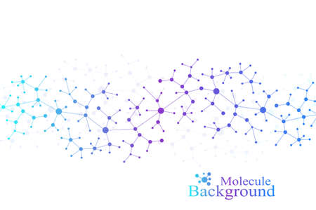 Modern Structure Molecule DNA. Atom. Molecule and communication background for medicine, science, technology, chemistry. Medical scientific backdrop. Lines plexus. Card surface, vector illustration.のイラスト素材