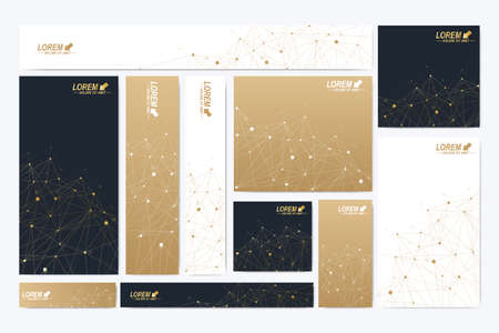 Scientific standard size banners with geometric abstract presentation.のイラスト素材