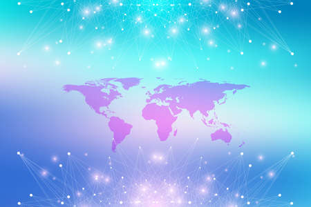 Political World Map with global technology networking concept. Scientific vector illustration.のイラスト素材