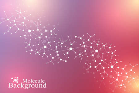 Scientific chemistry pattern. Structure molecule DNA research as concept. Science and technology background communication. Medical scientific backdrop for your design. Vector Illustration.のイラスト素材