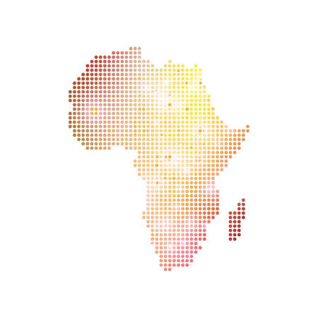 Dotted Africa Map. Geometric graphic background communication. Big data complex with compounds. Digital data visualization. Minimalistic chaotic design, vector illustration.のイラスト素材