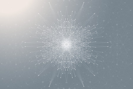 Fractal element with connected lines and dots. Big data complex. Particle compounds. Network...