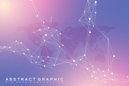 Geometric graphic background molecule and communication. Big data complex with compounds....