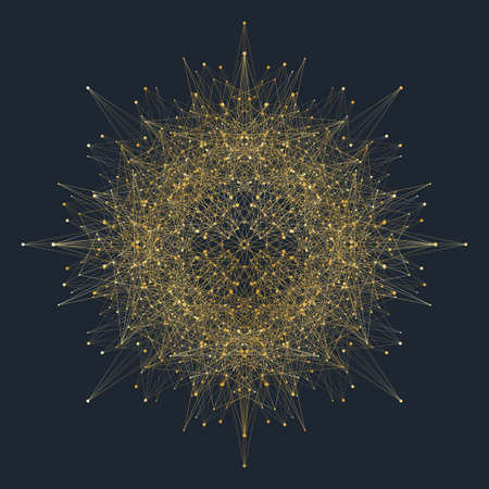 Fractal element with compounds lines and dots. Big data complex. Graphic abstract background communication. Minimal array Big data. Digital data visualization. Vector illustrationのイラスト素材
